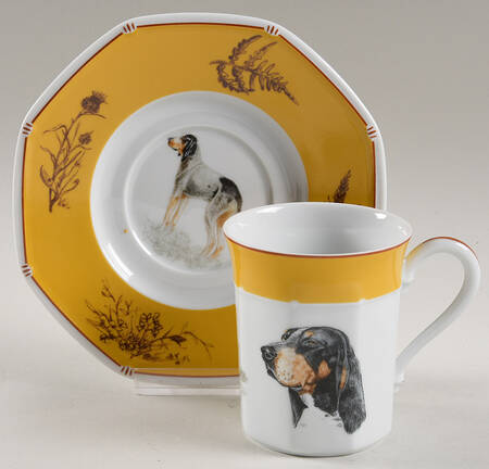 Chasse Yellow Flat Cup & Saucer Set