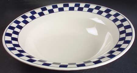 Blue Checks 12" Large Salad Serving Bowl