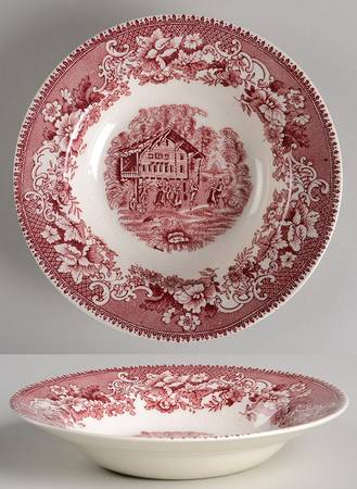 Avon Cottage Pink Rim Soup Bowl