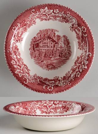 Avon Cottage Pink Rim Soup Bowl