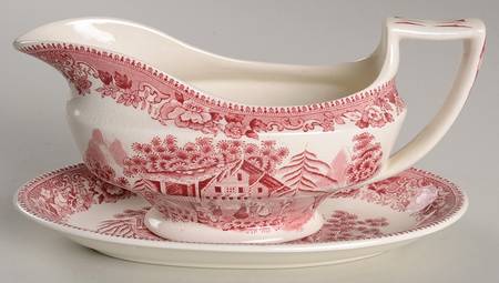 Avon Cottage Pink Gravy Boat & Underplate/Relish