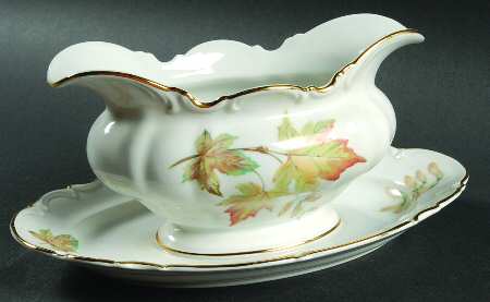 The Autumn Leaves Gravy Boat with Attached Underplate