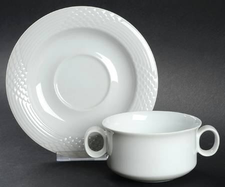 Bianca (Scala, Glossy) Flat Cream Soup Bowl & Saucer Set