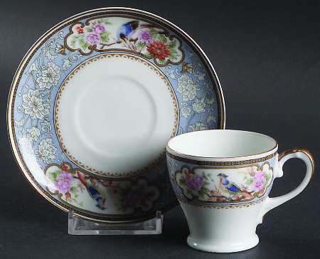 Bird of Paradise Footed Demitasse Cup & Saucer Set