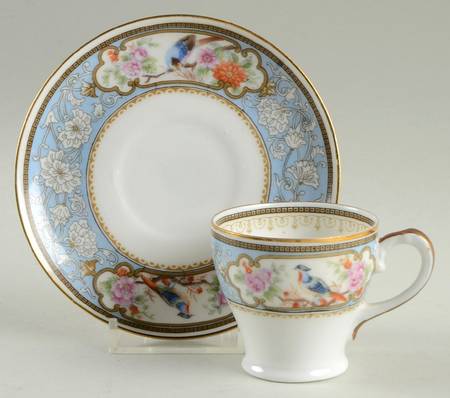 Bird of Paradise Footed Demitasse Cup & Saucer Set