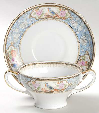 Bird of Paradise Footed Bouillon Cup & Saucer