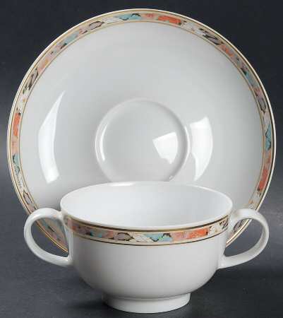 Bologna Footed Cream Soup Bowl & Breakfast Cup Saucer