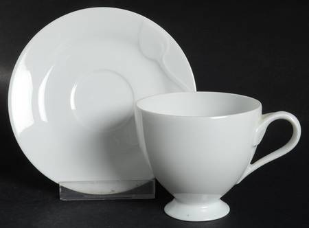 Fleuron White Footed Demitasse Cup & Saucer Set