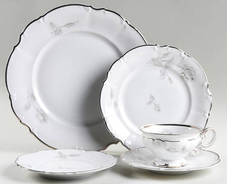 Gray Rose 5 Piece Place Setting