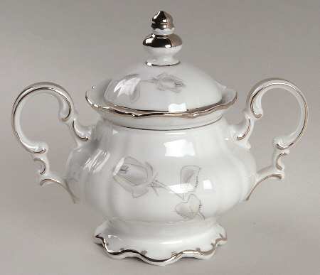 Gray Rose Sugar Bowl & Lid