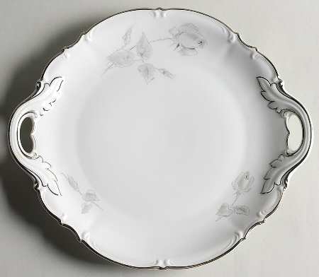 Gray Rose Handled Cake Plate