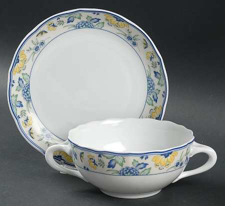 Papillon Flat Cream Soup Bowl & Saucer Set