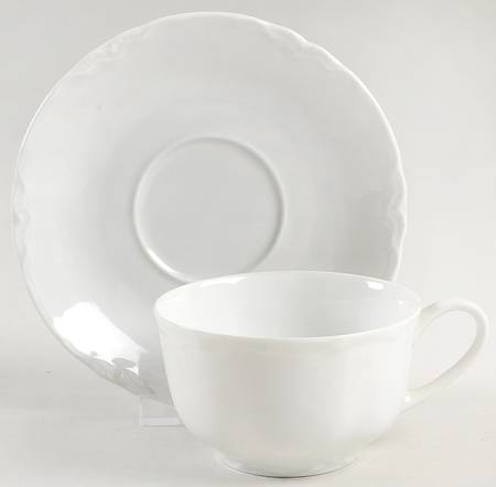 Racine (All White) Flat Cup & Saucer Set