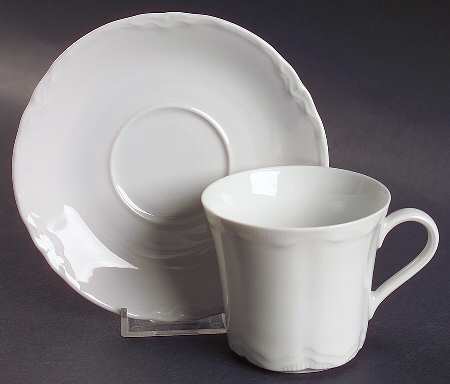 Racine (All White) Flat Cup & Saucer Set