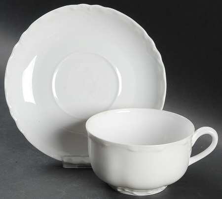 Racine (All White) Flat Cup & Saucer Set