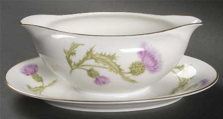 Scotch Thistle Gravy Boat with Attached Underplate