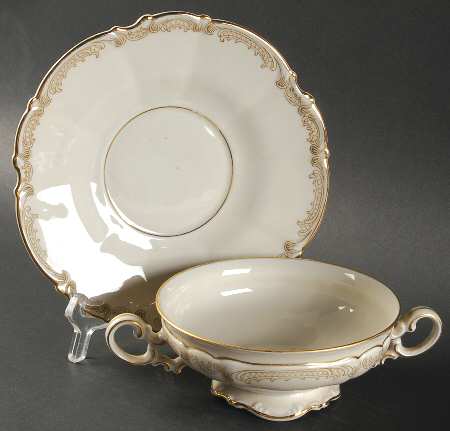 The Stafford Footed Cream Soup Bowl & Saucer Set