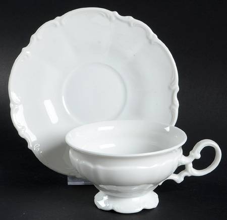 Sylvia (All White, No Trim) Footed Cup & Saucer Set