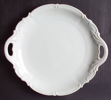 Sylvia (All White, No Trim) Handled Cake Plate