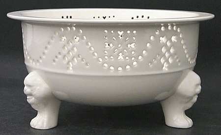 Creamware Pierced Large Footed Fruit Bowl