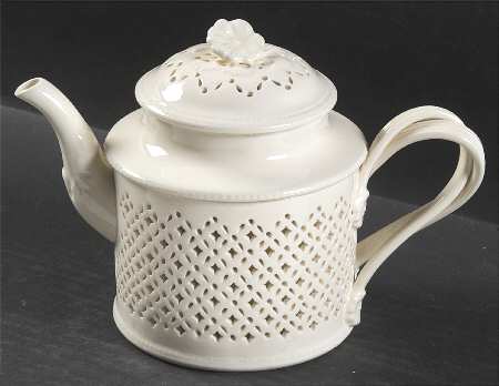 Creamware Pierced Pierced Tea Pot & Lid by Hartley Greens