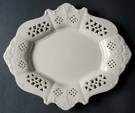 Creamware Pierced 10" Oval Fruit Plate