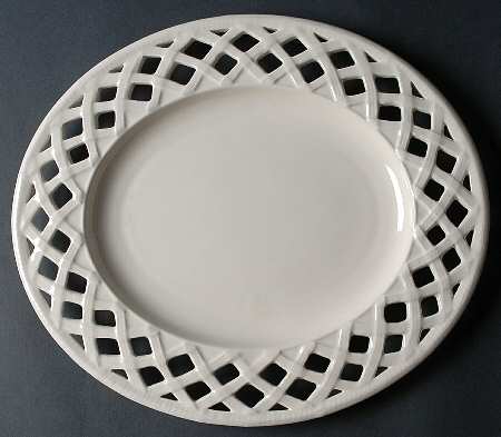 Creamware Pierced 13" Oval Serving Platter by Hartley Greens