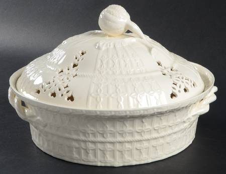 Creamware Pierced Round Covered Vegetable