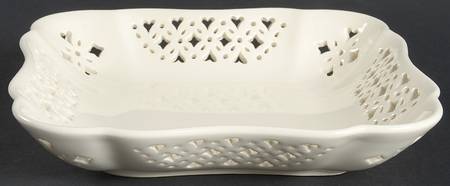Creamware Pierced 8" Square Tray by Hartley Greens