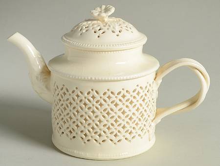 Creamware Pierced Teapot & Lid by Hartley Greens
