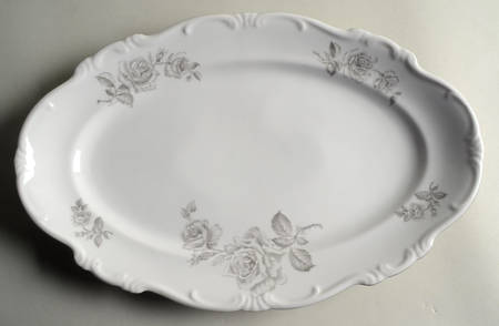 Damask Gray 15" Oval Serving Platter