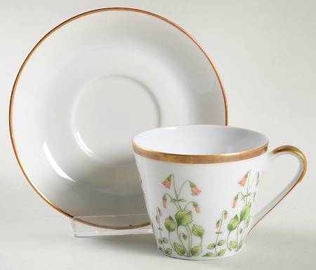 Linnaea Borealis (Smooth) Flat Demitasse Cup & Saucer Set