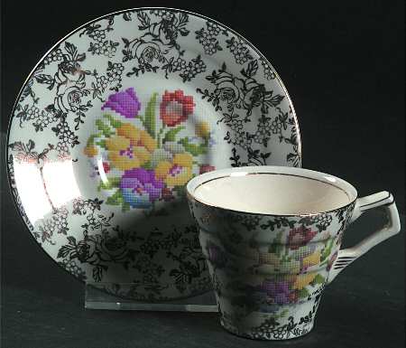 Old English Sampler Flat Demitasse Cup & Saucer Set