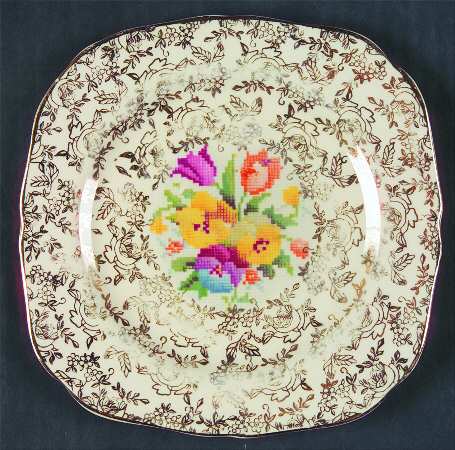 Old English Sampler Square Bread & Butter Plate
