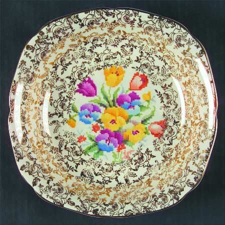Old English Sampler Square Soup Bowl
