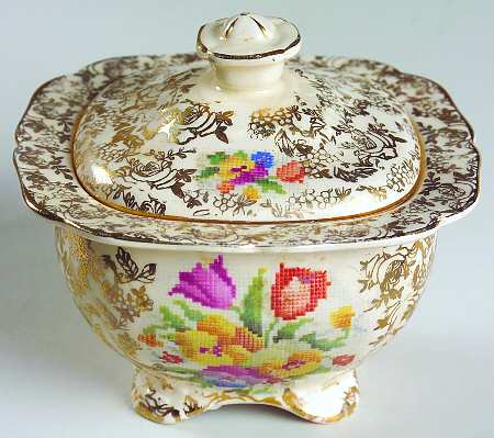 Old English Sampler Sugar Bowl & Lid