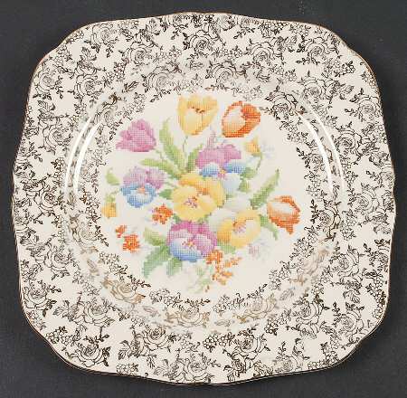 Old English Sampler Square Luncheon Plate
