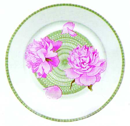 Les Pivoines White 12" Chop Plate (Round Platter)