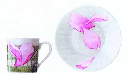 Les Pivoines White Flat Demitasse Cup & Saucer Set