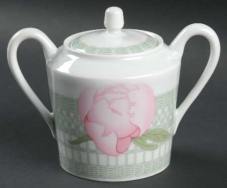 Les Pivoines White Sugar Bowl & Lid