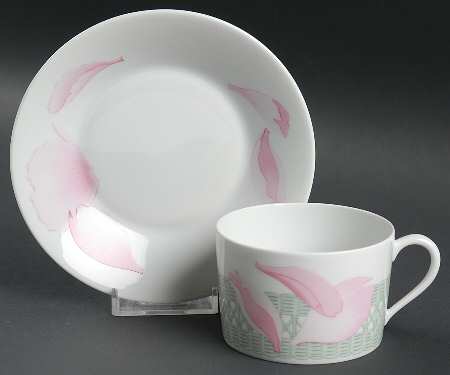 Les Pivoines White Flat Cup & Saucer Set