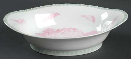 Les Pivoines White 9" Oval Vegetable Bowl