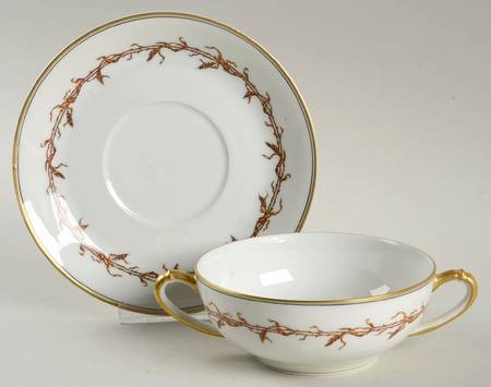 Schleiger 939-2 Flat Cream Soup Bowl & Saucer Set