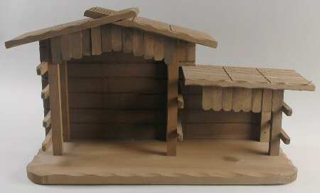 Nativity-Small Colored Stable (Creche)-Older - Creche/Stable-Wooden