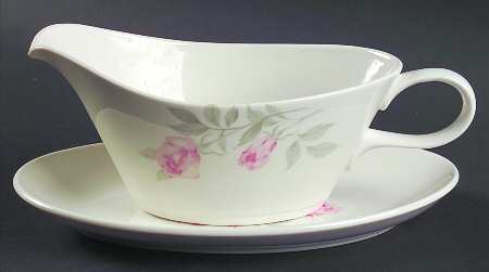 Pastel Rose Gravy Boat & Underplate/Relish by Homer Laughlin 
