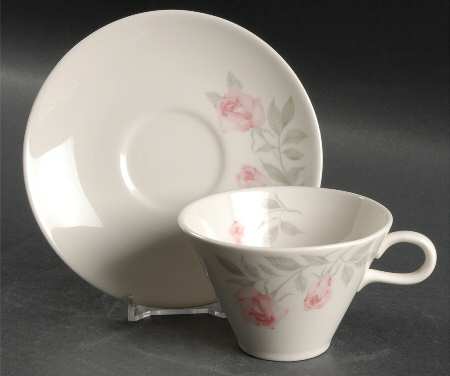 Pastel Rose Flat Cup & Saucer Set by Homer Laughlin 