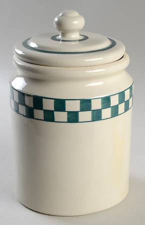 Green Checks Extra Large Canister & Lid