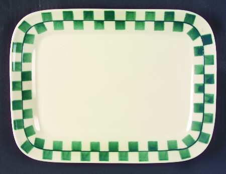 Green Checks 12" Rectangular Serving Platter