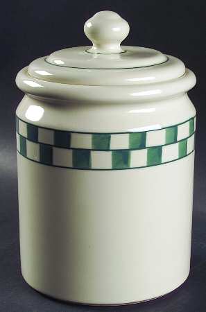Green Checks Cookie Jar & Lid