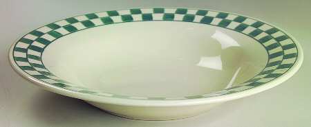 Green Checks 12" Round Vegetable Bowl